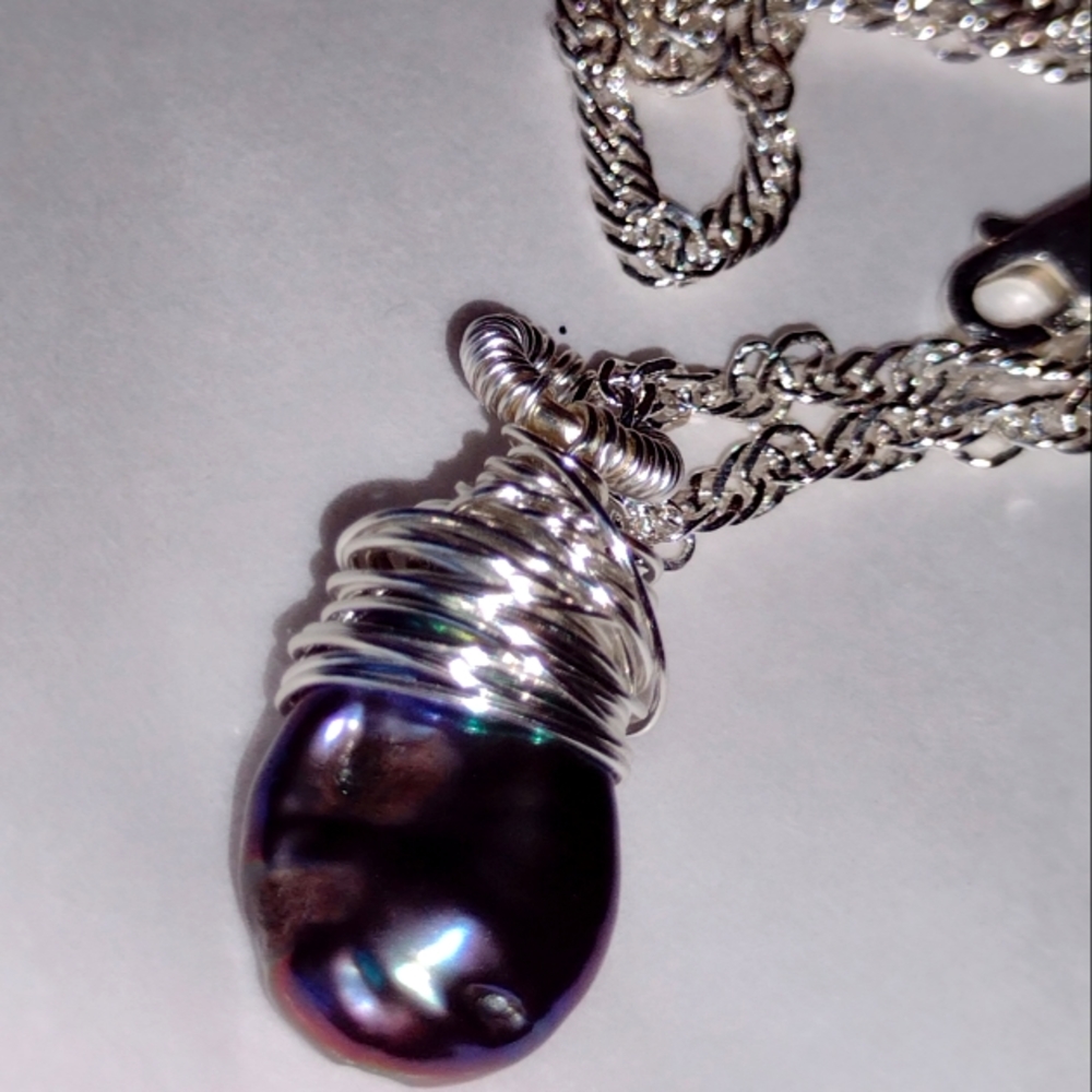 Tahitian Blister Pearl Set in Sterling Silver Diam - Picture 3 of 15